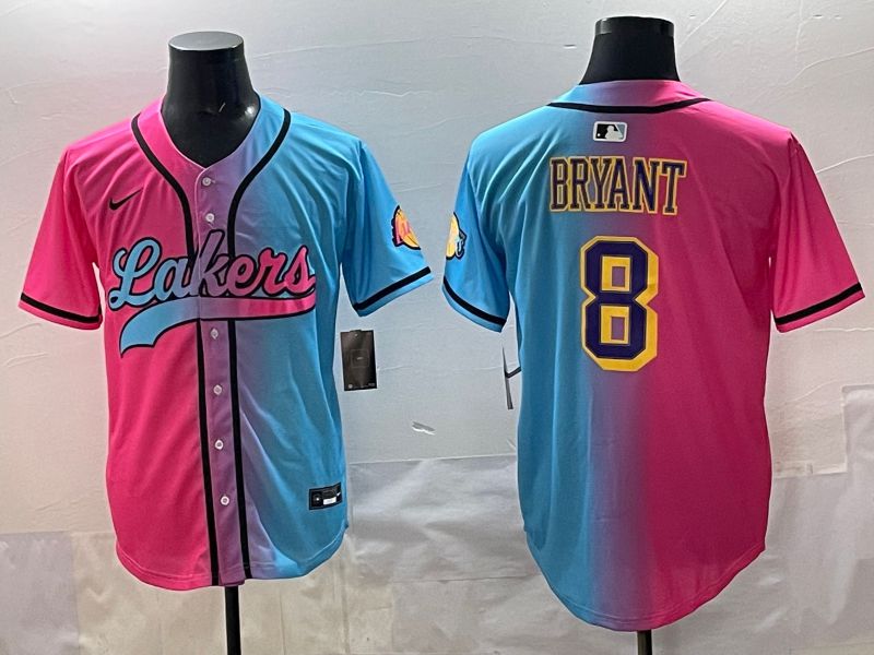 Men 2025 Los Angeles Lakers #8 Bryant Blue pink Nike NBA Jersey style 01->los angeles lakers->NBA Jersey